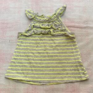 Carter's Yellow and Gray Striped Ruffle Tank